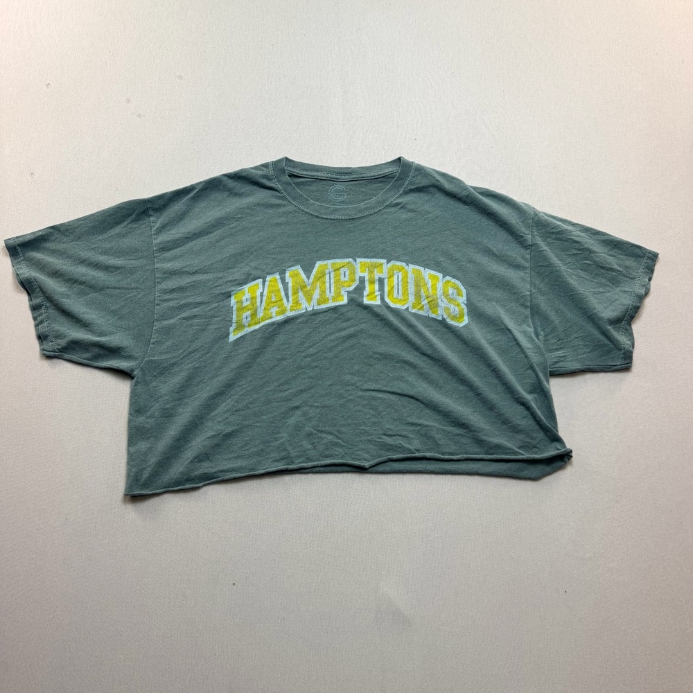 Social Culture Hamptons Graphic Tee Women Extra Large Teal Green Excellent Crop